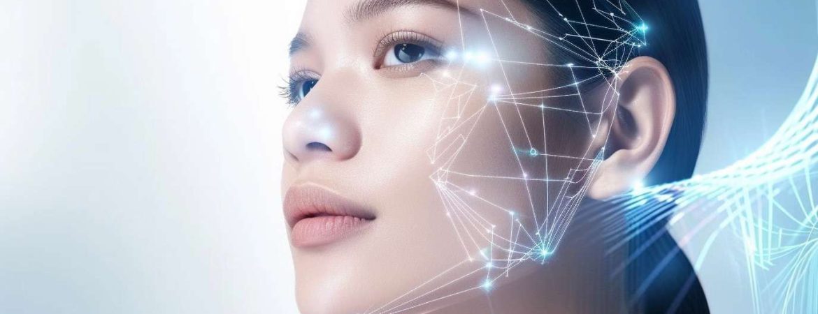 https://s.mj.run/umBs-K1jNrk A close-up side view of a woman, flawless smooth skin, futuristic digital data and AI patterns integrating into her face, luminous blue and white background, clean editorial lighting, ultra-detailed, --ar 8:5 --raw --v 6 Job ID: a82aed4f-3644-4637-96f2-2fddabba8077